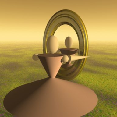 Cartoon ballet dancer looking in mirror