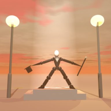 Cartoon tap dancer between two lampposts