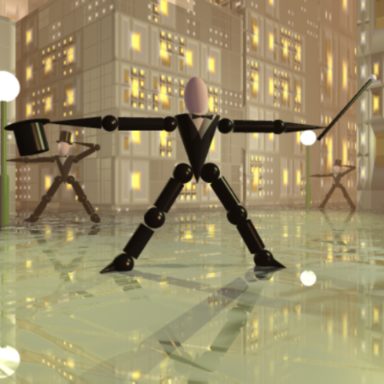 cartoon tap dancer in street