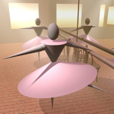 Cartoon ballet dancer with barre 